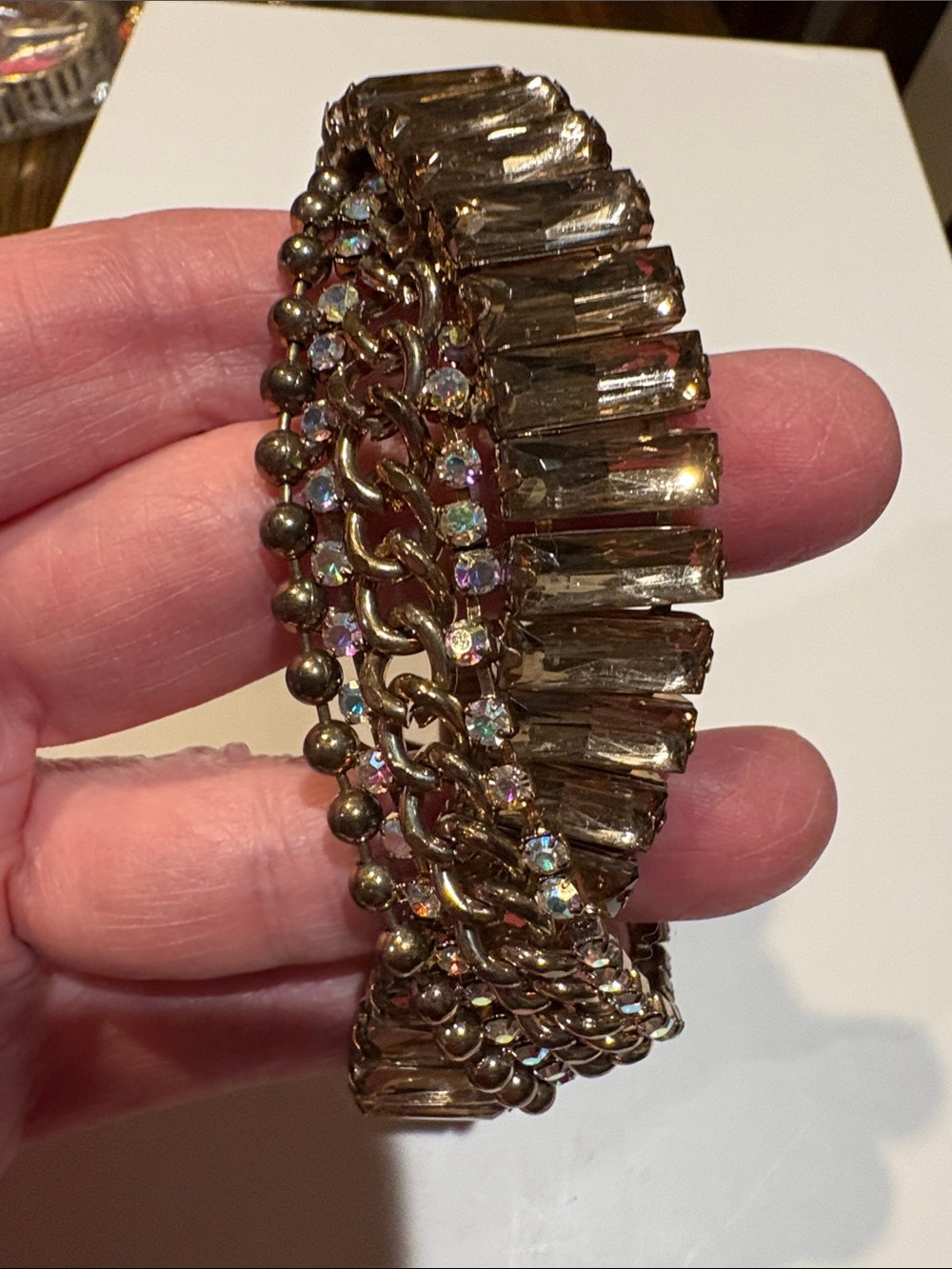 Betsey Johnson Smoky and Aurora Crystal Multi-Row Bracelet